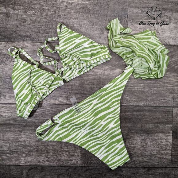 Soly Hux 3 Piece Triangle Bikini with Mesh Cover Up Size L - Picture 4 of 4